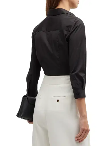 Carolina Herrera Women's Classic Cotton Blouse - Black - Size 18 | Thumbnail 4 Carolina Herrera Women's Classic Cotton Blouse - Black - Size 18 | Thumbnail 4