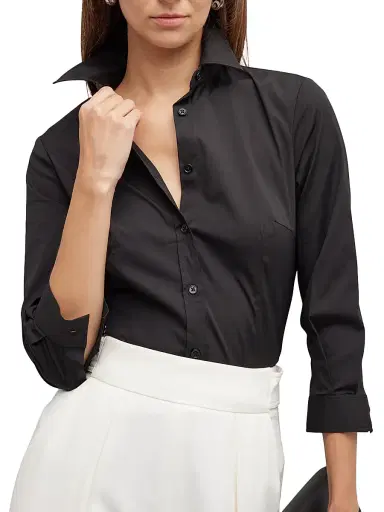 Carolina Herrera Women's Classic Cotton Blouse - Black - Size 18 | Thumbnail 5 Carolina Herrera Women's Classic Cotton Blouse - Black - Size 18 | Thumbnail 5