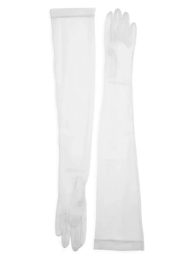 Women's Ultra-Sheer Opera-Length Gloves - Pure White Women's Ultra-Sheer Opera-Length Gloves - Pure White