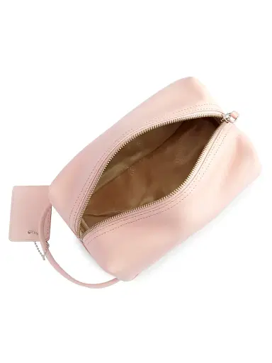 ROYCE New York Women's Compact Leather Toiletry Bag - Light Pink | Thumbnail 2 ROYCE New York Women's Compact Leather Toiletry Bag - Light Pink | Thumbnail 2