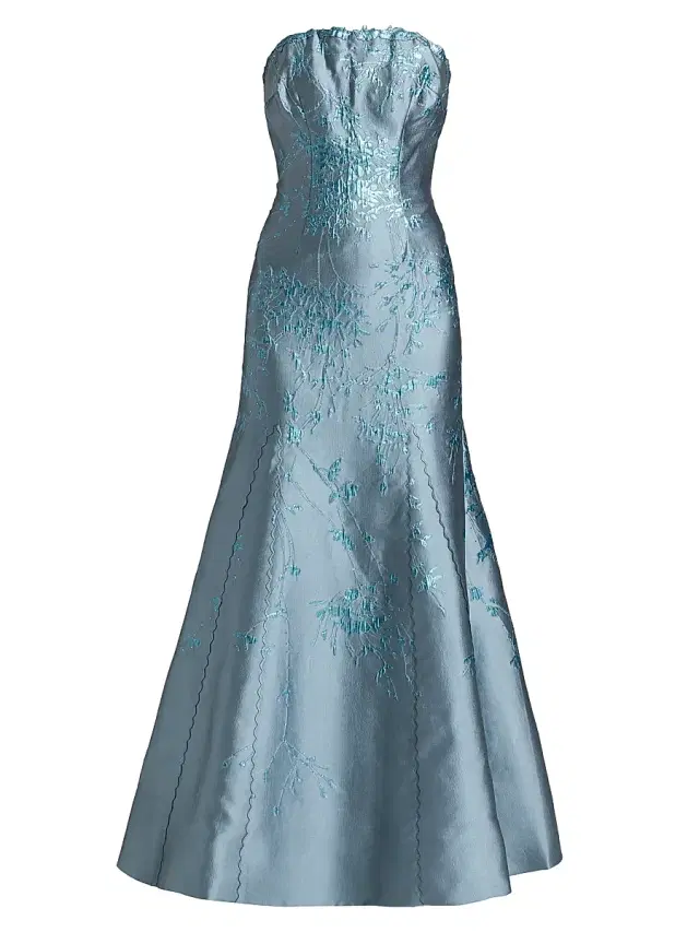 Women's Strapless Jacquard Mermaid Gown - Cornflake Women's Strapless Jacquard Mermaid Gown - Cornflake