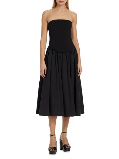 Toccin Women's Melody Corset Cotton-Blend Midi-Dress - Jet | Thumbnail 3 Toccin Women's Melody Corset Cotton-Blend Midi-Dress - Jet | Thumbnail 3