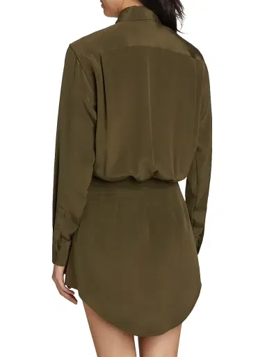 Brandon Maxwell Women's The Vera Silk Shirtdress - Olive Green | Thumbnail 5 Brandon Maxwell Women's The Vera Silk Shirtdress - Olive Green | Thumbnail 5