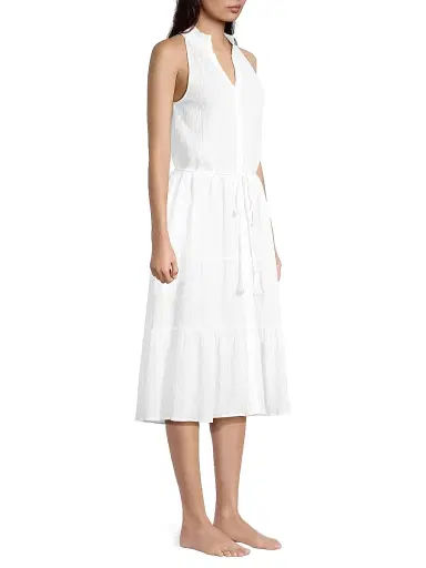 Change of Scenery Women's Tracy Cotton Sleeveless Shirtdress - Fresh White - Size Small | Thumbnail 4 Change of Scenery Women's Tracy Cotton Sleeveless Shirtdress - Fresh White - Size Small | Thumbnail 4