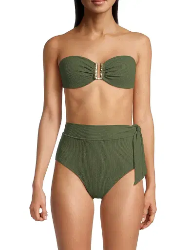 Change of Scenery Women's Cindy Bandeau U-Ring Textured Bikini Top - Olive Texture - Size Medium | Thumbnail 3 Change of Scenery Women's Cindy Bandeau U-Ring Textured Bikini Top - Olive Texture - Size Medium | Thumbnail 3