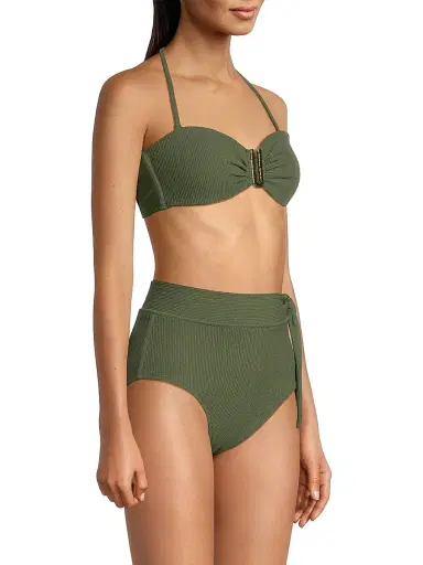 Change of Scenery Women's Cindy Bandeau U-Ring Textured Bikini Top - Olive Texture - Size Medium | Thumbnail 4 Change of Scenery Women's Cindy Bandeau U-Ring Textured Bikini Top - Olive Texture - Size Medium | Thumbnail 4