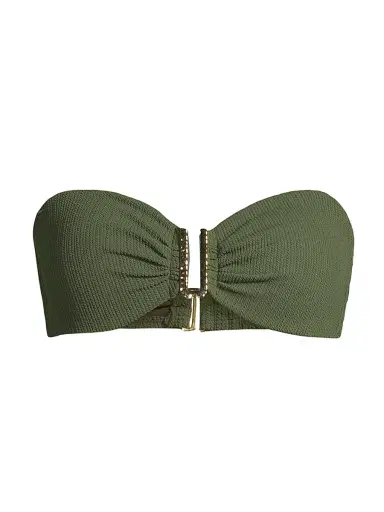 Change of Scenery Women's Cindy Bandeau U-Ring Textured Bikini Top - Olive Texture - Size Medium | Thumbnail 1 Change of Scenery Women's Cindy Bandeau U-Ring Textured Bikini Top - Olive Texture - Size Medium | Thumbnail 1