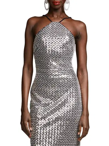 Halston Women's Yeva Embellished Halterneck Gown - Silver | Thumbnail 5 Halston Women's Yeva Embellished Halterneck Gown - Silver | Thumbnail 5