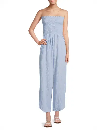 Peixoto Women's Harriet Tassel-Trimmed Smocked Jumpsuit - Cloud Blue Iris - Size Large | Thumbnail 2 Peixoto Women's Harriet Tassel-Trimmed Smocked Jumpsuit - Cloud Blue Iris - Size Large | Thumbnail 2