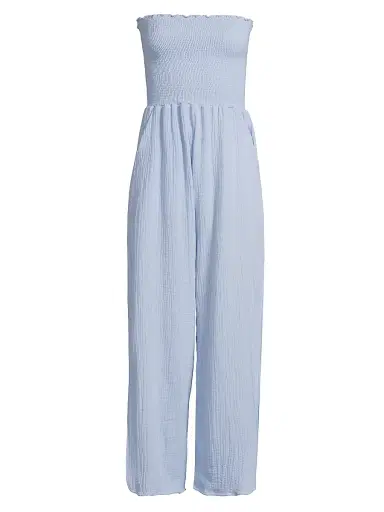 Peixoto Women's Harriet Tassel-Trimmed Smocked Jumpsuit - Cloud Blue Iris - Size Large | Thumbnail 1 Peixoto Women's Harriet Tassel-Trimmed Smocked Jumpsuit - Cloud Blue Iris - Size Large | Thumbnail 1