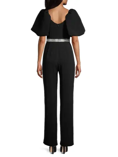 Toccin Women's Crystal-Embellished Puff-Sleeve Jumpsuit - Jet | Thumbnail 5 Toccin Women's Crystal-Embellished Puff-Sleeve Jumpsuit - Jet | Thumbnail 5