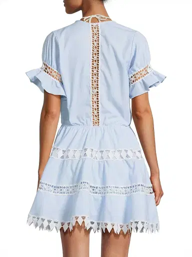 Peixoto Women's Ora Embroidered Mini Dress - Blue White - Size XL | Thumbnail 5 Peixoto Women's Ora Embroidered Mini Dress - Blue White - Size XL | Thumbnail 5