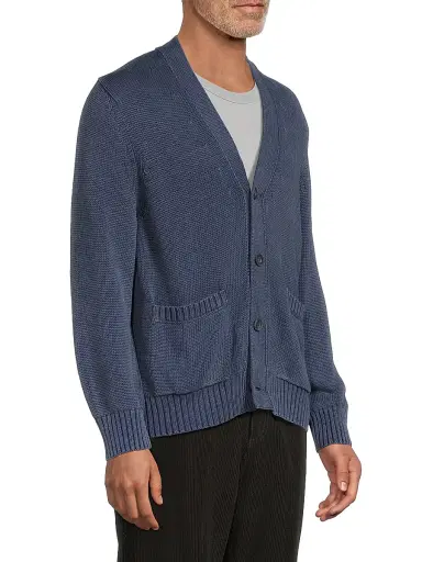 Corridor Men's Cotton Acid Wash Cardigan - Midnight | Thumbnail 4 Corridor Men's Cotton Acid Wash Cardigan - Midnight | Thumbnail 4