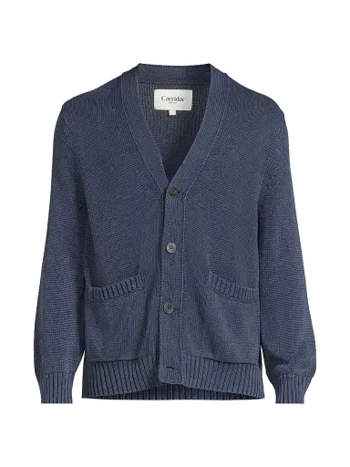 Corridor Men's Cotton Acid Wash Cardigan - Midnight | Thumbnail 1 Corridor Men's Cotton Acid Wash Cardigan - Midnight | Thumbnail 1