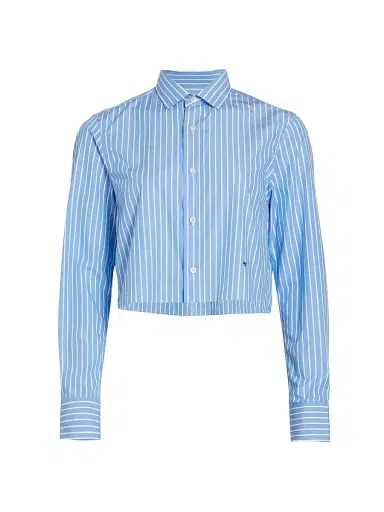 Hommegirls Women's Classic Stripe Cropped Shirt - Blue White Stripe | Thumbnail 1 Hommegirls Women's Classic Stripe Cropped Shirt - Blue White Stripe | Thumbnail 1