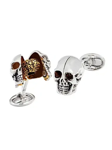 Jan Leslie Men's 18K Gold Vermeil & Sterling Silver Skull With Brain Cufflinks - Silver Gold | Thumbnail 2 Jan Leslie Men's 18K Gold Vermeil & Sterling Silver Skull With Brain Cufflinks - Silver Gold | Thumbnail 2