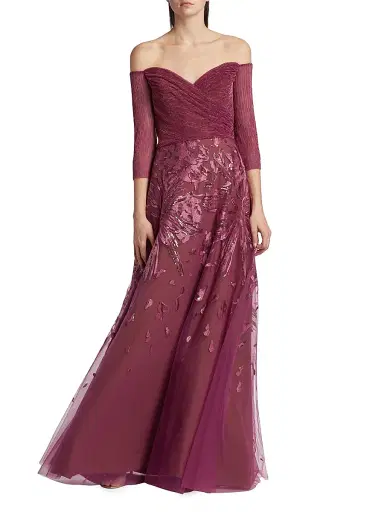 Rene Ruiz Collection Women's Metallic Embroidered Tulle Gown - Pink | Thumbnail 2 Rene Ruiz Collection Women's Metallic Embroidered Tulle Gown - Pink | Thumbnail 2