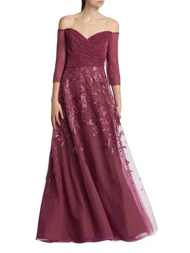 Rene Ruiz Collection Women's Metallic Embroidered Tulle Gown - Pink | Thumbnail 3 Rene Ruiz Collection Women's Metallic Embroidered Tulle Gown - Pink | Thumbnail 3