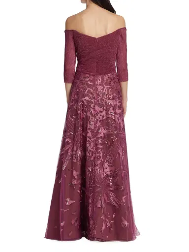 Rene Ruiz Collection Women's Metallic Embroidered Tulle Gown - Pink | Thumbnail 5 Rene Ruiz Collection Women's Metallic Embroidered Tulle Gown - Pink | Thumbnail 5