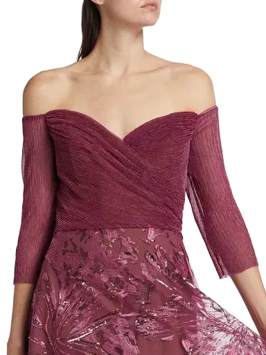 Rene Ruiz Collection Women's Metallic Embroidered Tulle Gown - Pink | Thumbnail 6 Rene Ruiz Collection Women's Metallic Embroidered Tulle Gown - Pink | Thumbnail 6