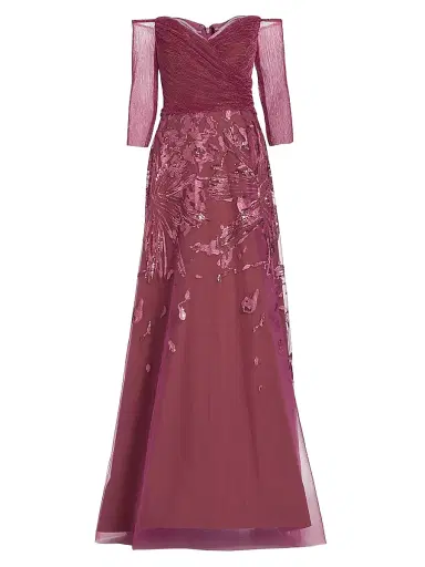 Rene Ruiz Collection Women's Metallic Embroidered Tulle Gown - Pink | Thumbnail 1 Rene Ruiz Collection Women's Metallic Embroidered Tulle Gown - Pink | Thumbnail 1