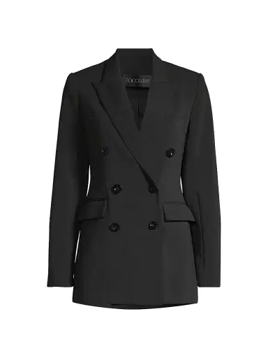 Toccin Women's Mia Double-Breasted Blazer - Jet | Thumbnail 1 Toccin Women's Mia Double-Breasted Blazer - Jet | Thumbnail 1