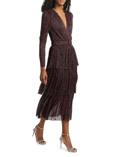 Sabina Musáyev Women's Carry Tiered Belted Metallic Dress | Thumbnail 4 Sabina Musáyev Women's Carry Tiered Belted Metallic Dress | Thumbnail 4