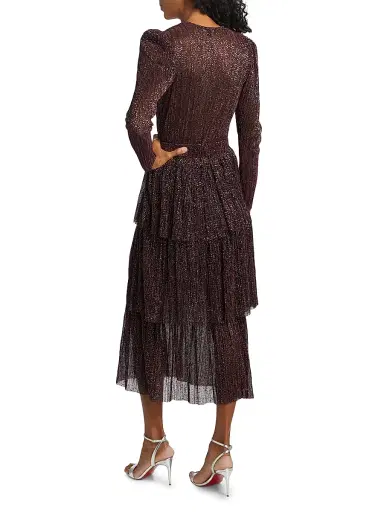 Sabina Musáyev Women's Carry Tiered Belted Metallic Dress | Thumbnail 5 Sabina Musáyev Women's Carry Tiered Belted Metallic Dress | Thumbnail 5