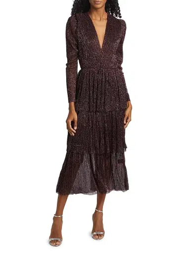 Sabina Musáyev Women's Carry Tiered Belted Metallic Dress | Thumbnail 6 Sabina Musáyev Women's Carry Tiered Belted Metallic Dress | Thumbnail 6