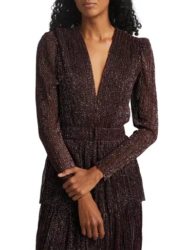 Sabina Musáyev Women's Carry Tiered Belted Metallic Dress | Thumbnail 7 Sabina Musáyev Women's Carry Tiered Belted Metallic Dress | Thumbnail 7