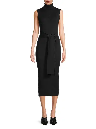 Toccin Women's Rowan Tie-Waist Knit Midi Dress - Jet | Thumbnail 3 Toccin Women's Rowan Tie-Waist Knit Midi Dress - Jet | Thumbnail 3
