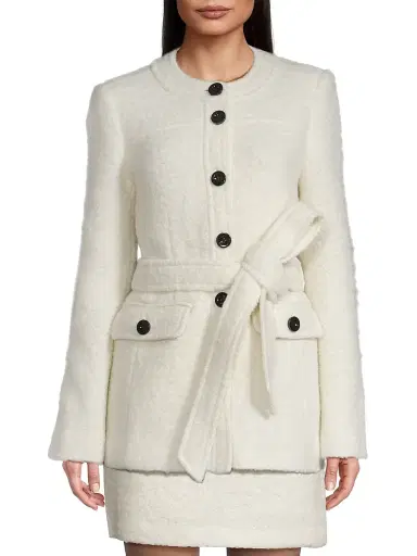 Toccin Women's Elaine Collarless Belted Jacket - | Thumbnail 3 Toccin Women's Elaine Collarless Belted Jacket - | Thumbnail 3