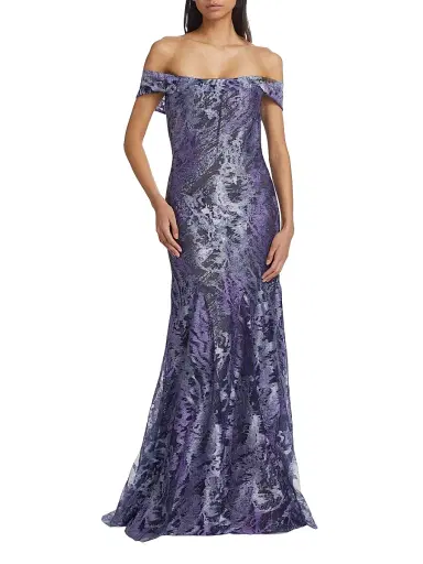 Rene Ruiz Collection Women's Metallic Off-The-Shoulder Mermaid Gown | Thumbnail 3 Rene Ruiz Collection Women's Metallic Off-The-Shoulder Mermaid Gown | Thumbnail 3