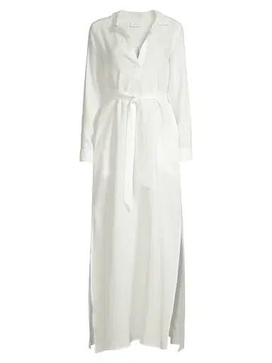 Pour Les Femmes Women's Linen Maxi Shirtdress - Cream - Size Medium | Thumbnail 1 Pour Les Femmes Women's Linen Maxi Shirtdress - Cream - Size Medium | Thumbnail 1