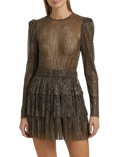 Sabina Musáyev Women's Monique Belted Metallic Knit Minidress | Thumbnail 3 Sabina Musáyev Women's Monique Belted Metallic Knit Minidress | Thumbnail 3