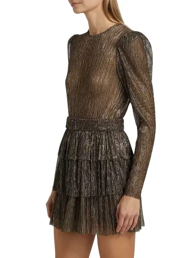 Sabina Musáyev Women's Monique Belted Metallic Knit Minidress | Thumbnail 4 Sabina Musáyev Women's Monique Belted Metallic Knit Minidress | Thumbnail 4