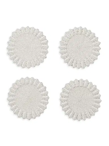 Kim Seybert Lumina Beaded 4-Piece Coaster Set - White | Thumbnail 2 Kim Seybert Lumina Beaded 4-Piece Coaster Set - White | Thumbnail 2
