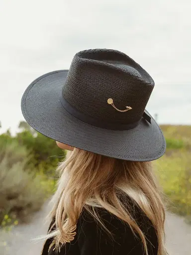 Freya Women's Wanderer Packable Straw Fedora - Black | Thumbnail 4 Freya Women's Wanderer Packable Straw Fedora - Black | Thumbnail 4
