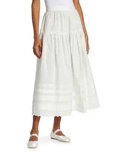 DÔEN Women's Sebastiane Tiered Cotton Maxi Skirt - Powder | Thumbnail 3 DÔEN Women's Sebastiane Tiered Cotton Maxi Skirt - Powder | Thumbnail 3
