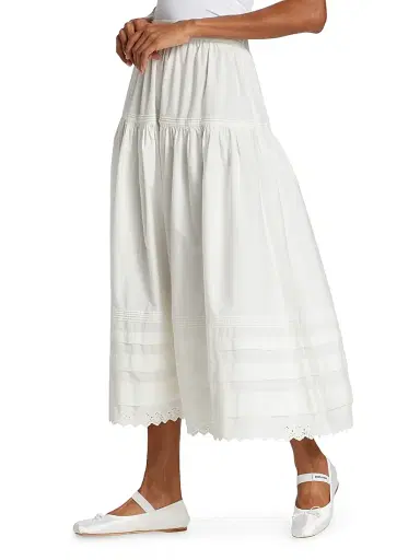 DÔEN Women's Sebastiane Tiered Cotton Maxi Skirt - Powder | Thumbnail 4 DÔEN Women's Sebastiane Tiered Cotton Maxi Skirt - Powder | Thumbnail 4