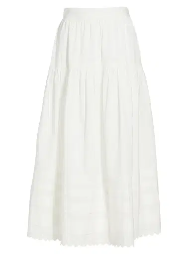 DÔEN Women's Sebastiane Tiered Cotton Maxi Skirt - Powder | Thumbnail 1 DÔEN Women's Sebastiane Tiered Cotton Maxi Skirt - Powder | Thumbnail 1