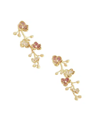 Anabel Aram Women's Orchid 18K-Gold-Plated & Cubic Zirconia Drop Earrings - Fuchsia | Thumbnail 3 Anabel Aram Women's Orchid 18K-Gold-Plated & Cubic Zirconia Drop Earrings - Fuchsia | Thumbnail 3