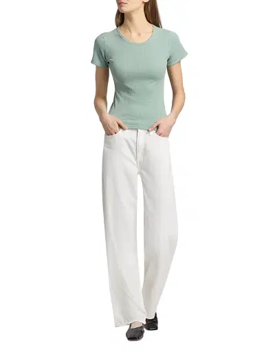 LESET Women's Pointelle Crewneck T-Shirt | Thumbnail 2 LESET Women's Pointelle Crewneck T-Shirt | Thumbnail 2