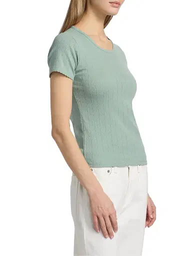 LESET Women's Pointelle Crewneck T-Shirt | Thumbnail 4 LESET Women's Pointelle Crewneck T-Shirt | Thumbnail 4