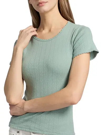 LESET Women's Pointelle Crewneck T-Shirt | Thumbnail 6 LESET Women's Pointelle Crewneck T-Shirt | Thumbnail 6