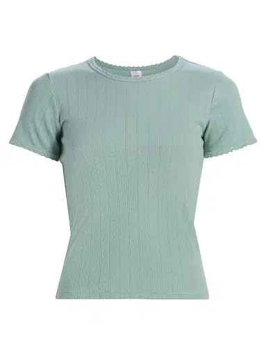 LESET Women's Pointelle Crewneck T-Shirt | Thumbnail 1 LESET Women's Pointelle Crewneck T-Shirt | Thumbnail 1