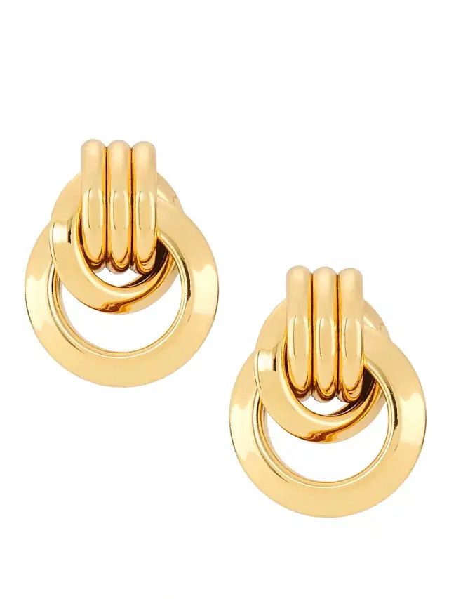 Women's Love Knot Doorknocker Gold-Plated Earrings - Polished Gold Women's Love Knot Doorknocker Gold-Plated Earrings - Polished Gold
