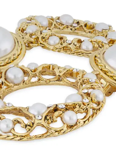 Kenneth Jay Lane Women's 22K Gold-Plated & Faux Pearl Drop Earrings - Gold Pearl | Thumbnail 3 Kenneth Jay Lane Women's 22K Gold-Plated & Faux Pearl Drop Earrings - Gold Pearl | Thumbnail 3