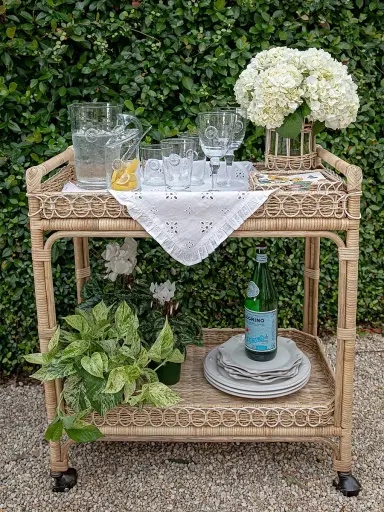 Juliska Provence Rattan Bar Cart - Natural | Thumbnail 5 Juliska Provence Rattan Bar Cart - Natural | Thumbnail 5