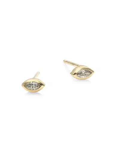 Zoë Chicco Women's Marquise Diamond & 14K Yellow Stud Earrings - Yellow Gold | Thumbnail 1 Zoë Chicco Women's Marquise Diamond & 14K Yellow Stud Earrings - Yellow Gold | Thumbnail 1